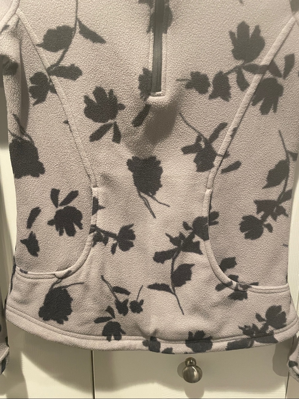 Obermeyer Floral Fleece Pullover Quarter Zip Gray Black XS - Picture 5 of 6